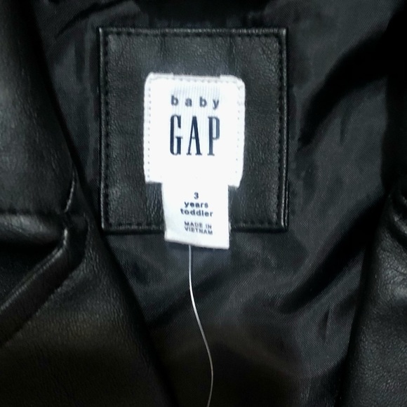 Gap faux leather black moto jacket, 3T - Picture 5 of 7